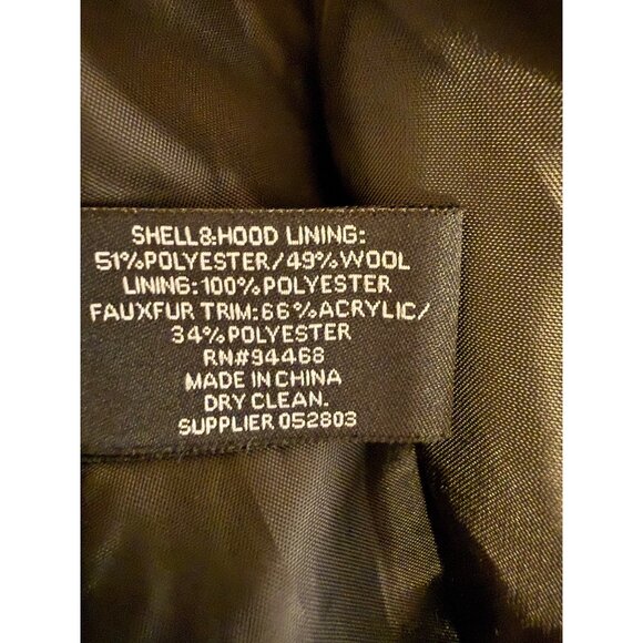 Liz Claiborne Womens Black Boucle Faux Fur Hood Wool Blend Swing Coat XL Read - Picture 12 of 12